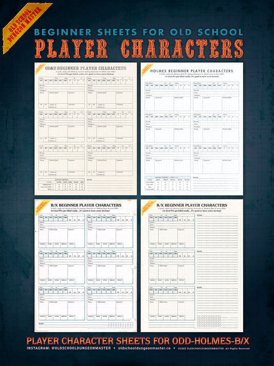 Beginner Sheets for Old School Player Characters.